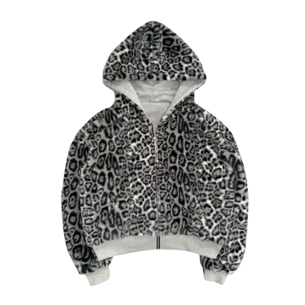 REVERSIBLE LEOPARD ZIP-UP