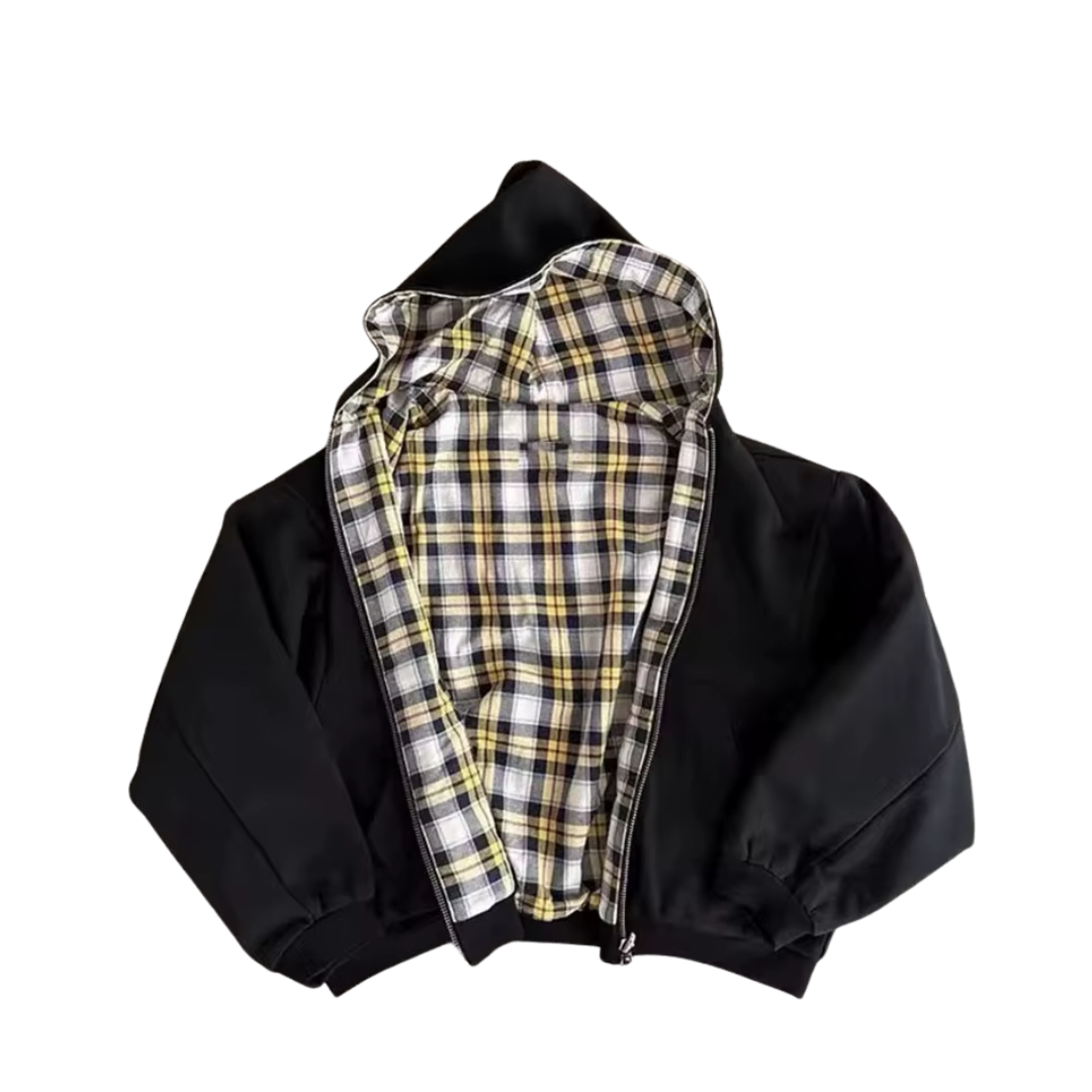 REVERSIBLE GRID ZIP-UP